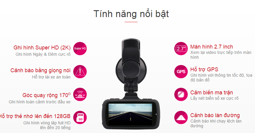 Tính năng của Camera hành trình vietmap K9 Pro ghi hình 2K.