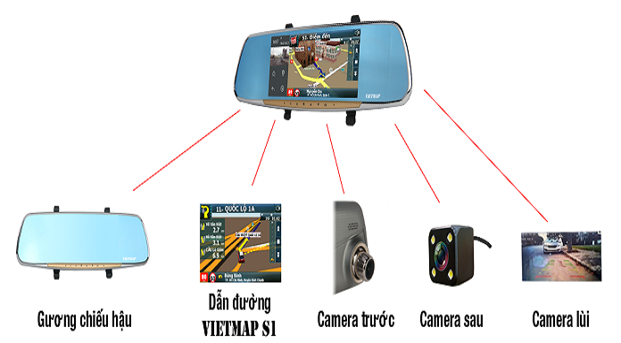 VietMap G68 - Camera hành trình gương tích hợp tính năng 5 trong 1