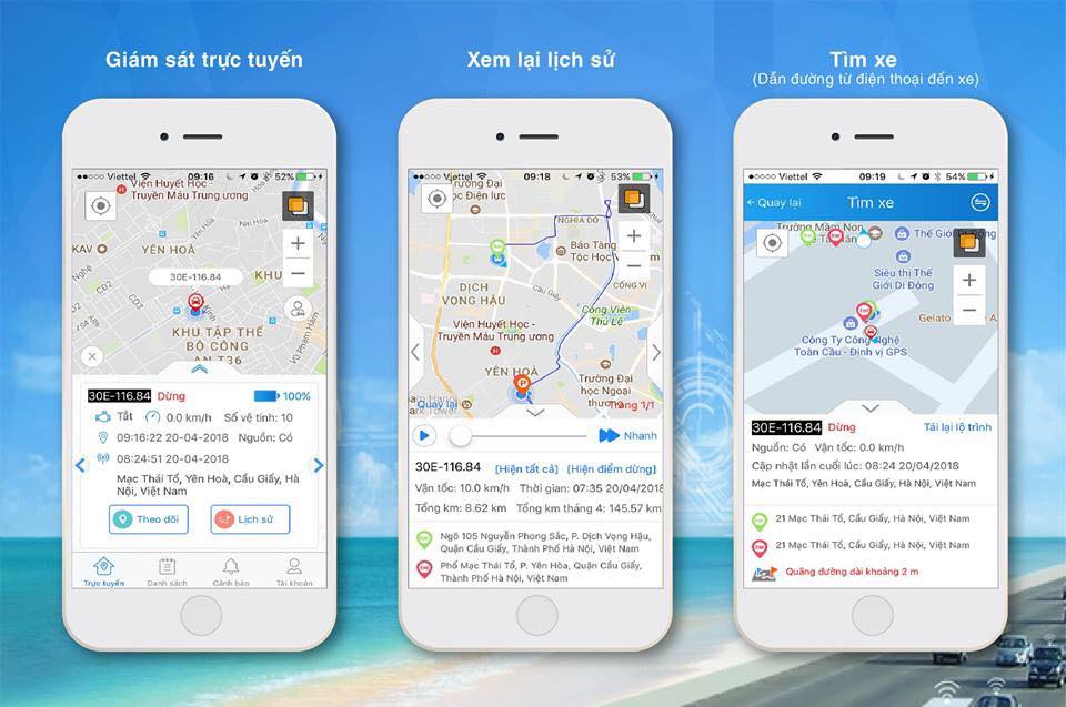 Giao diện xem phần mềm quản lý và giám sát hành trình xe trên ứng dụng của điện thoại di động