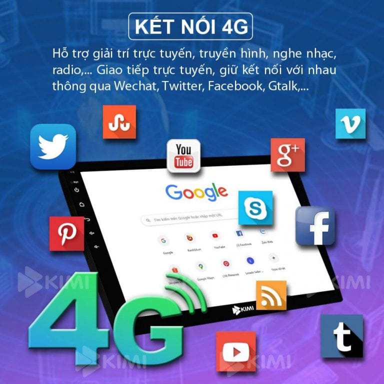 kết nối 4g - giải trí trực tuyến đầy thú vị bên màn hình android kimi k360 pro