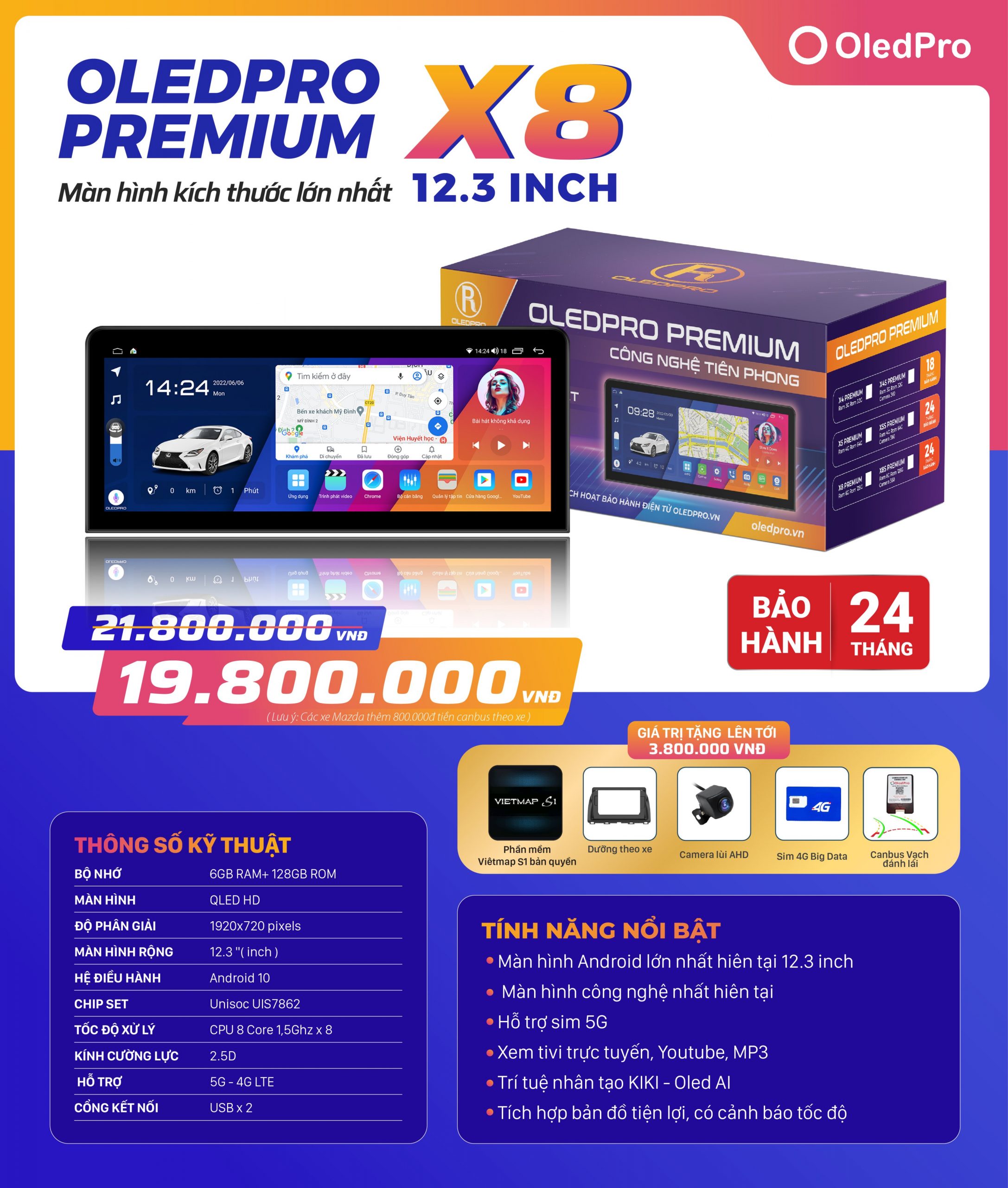 Màn hình Oled pro Premium X8 12.3 inch