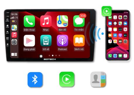 màn hình android kết nối apple carplay như xe sang