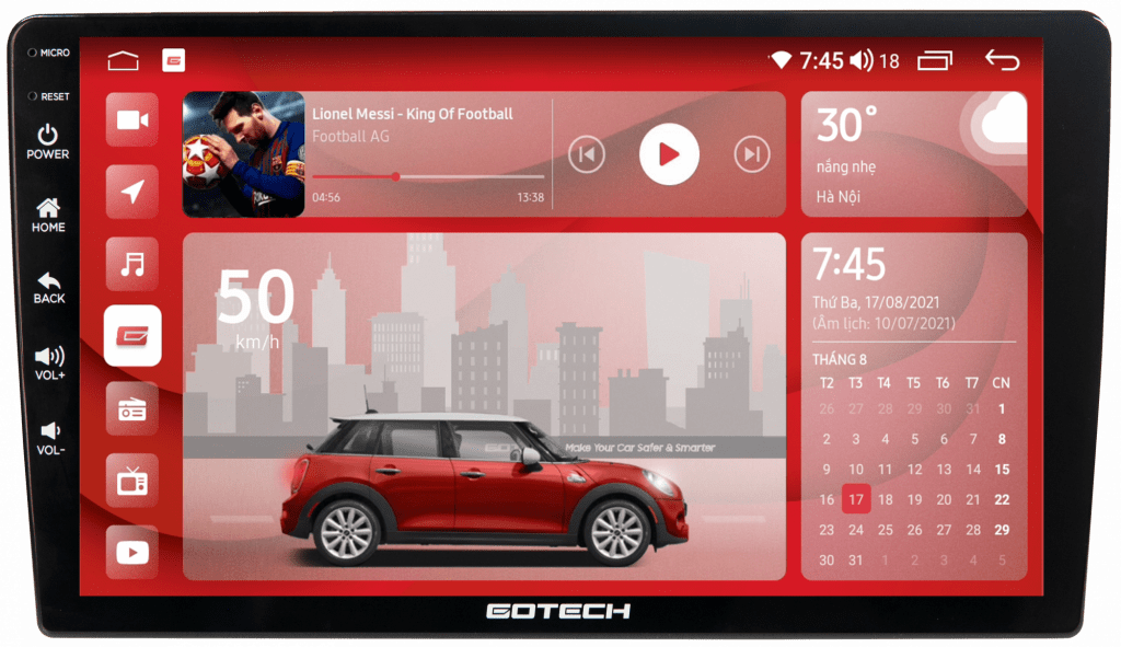 giao diện hiện đại của màn hình dvd android gotech gt14 music