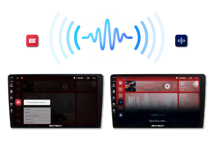 màn hình android gotech gt360 max điều khiển bằng giọng nói tiếng Việt