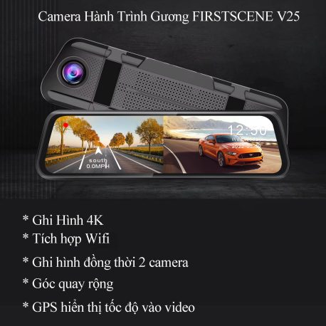 các tính năng chính của camera hành trình gương chiếu hậu v25