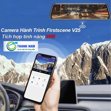 camera hành trình gương chiếu hậu v25 chính hãng có khả năng kết nối wifi