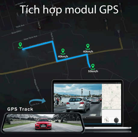 camear hành trình gương chiếu hậu v23 được tích hợp sẵn module GPS