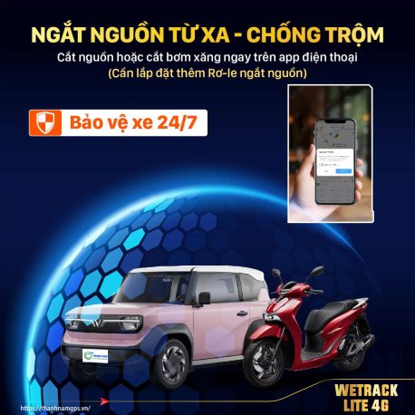 ngắt nguồn điện từ xa khi lắp đặt định vị wetrack lite 4g