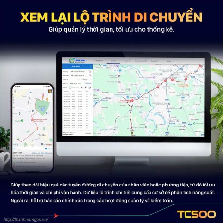 xem lại lộ trình di chuyển của xe khi lắp đặt camera giám sát tc500