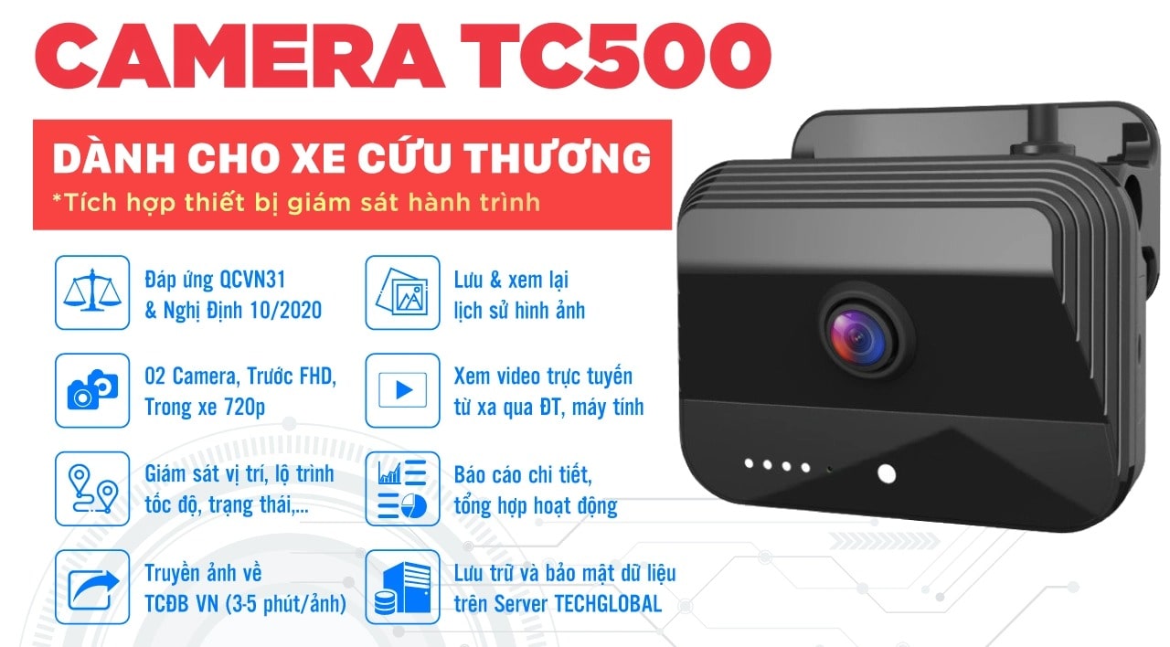 camera giám sát hình ảnh hành trình xe cứu thương tc500