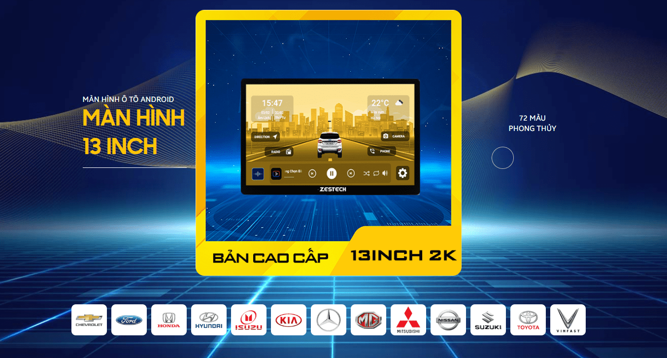 màn hình android zestech 13 inch 2k chính hãng