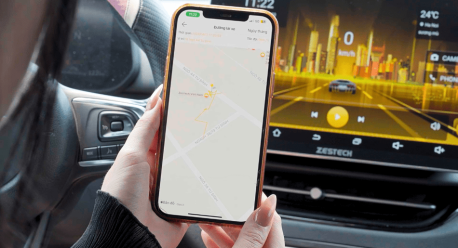 định vị xe thông minh khi lắp đặt màn hình android zestech zt5 360 cho xe điện vf5