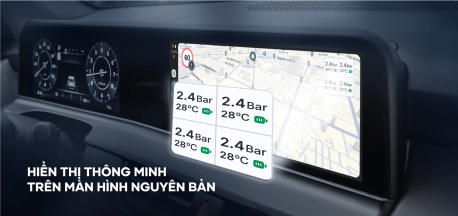 tích hợp với màn hình nguyên bản của xe hỗ trợ theo dõi thông tin áp suất lốp xe dễ dàng