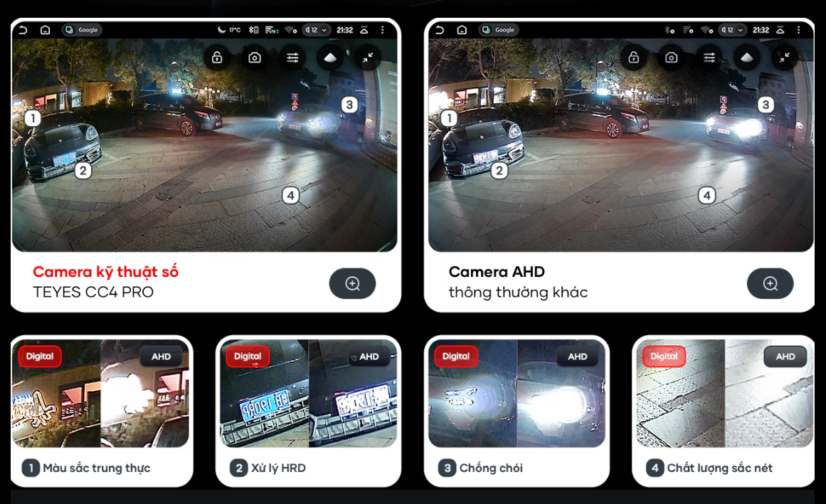 teyes cc4 pro 2k tích hợp camera hành trình ghi hình thông minh