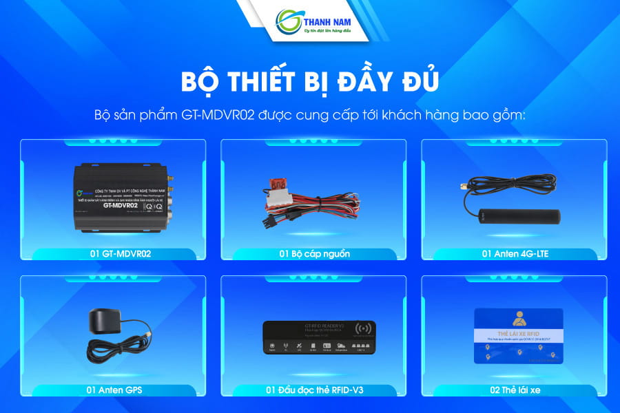 bộ thiết bị đầy đủ khi mua thiết bị giám sát hành trình gt-mdvr02 chính hãng tại thành nam gps