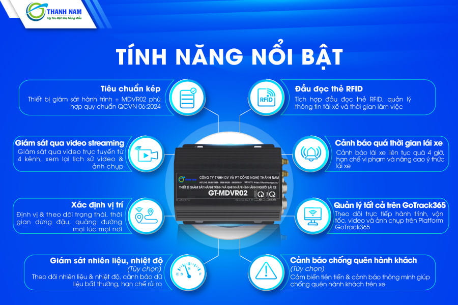 những tính năng nổi bật của thiết bị giám sát hành trình hợp chuẩn gt-mdvr02